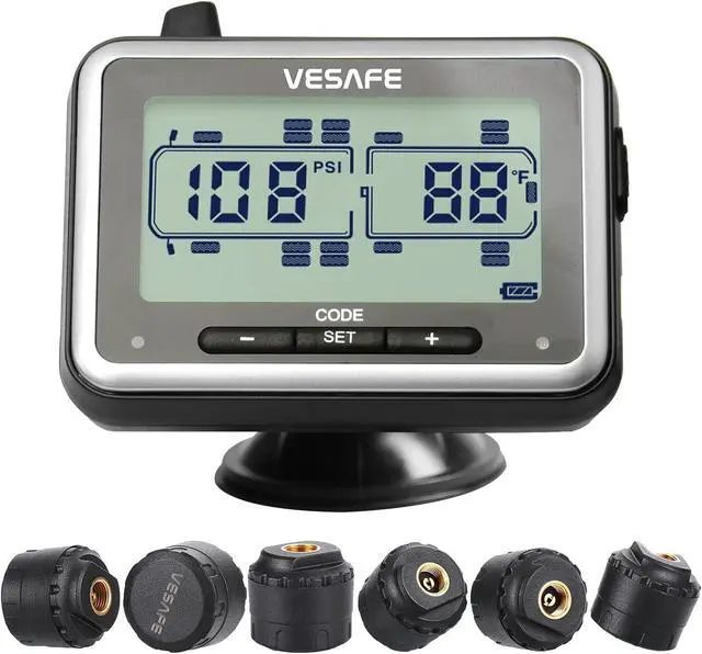 Main image of Vesafe TPMS, Wireless Tire Pressure Monitoring System for RV, Trailer, Coach, Motor Home, Fifth Wheel, with 6 Anti-Theft sensors