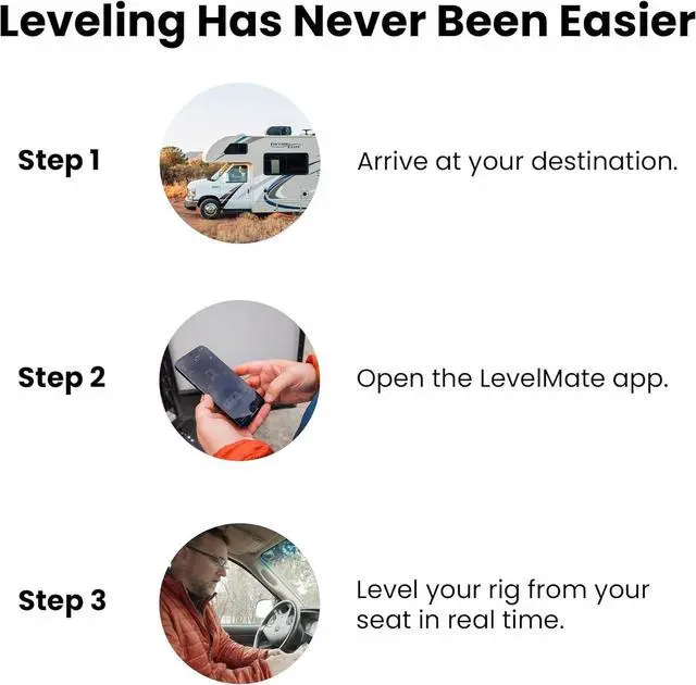 Alt view image 7 of 7 - LevelMatePRO Wireless RV Leveling System, Bluetooth Leveler for Campers, Must-Have Accessory for Travel Trailers, Effortless Setup for Phones with App