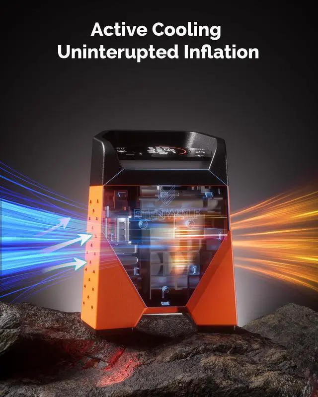 Alt view image 4 of 6 - ZEPHYR S3 Tire Inflator Portable Air Compressor, 1 Min Fast Inflation and 100% Duty Cycle, 160 PSI Air Pump for Cars, SUVs, Bikes, Balls (Vivid Orange)
