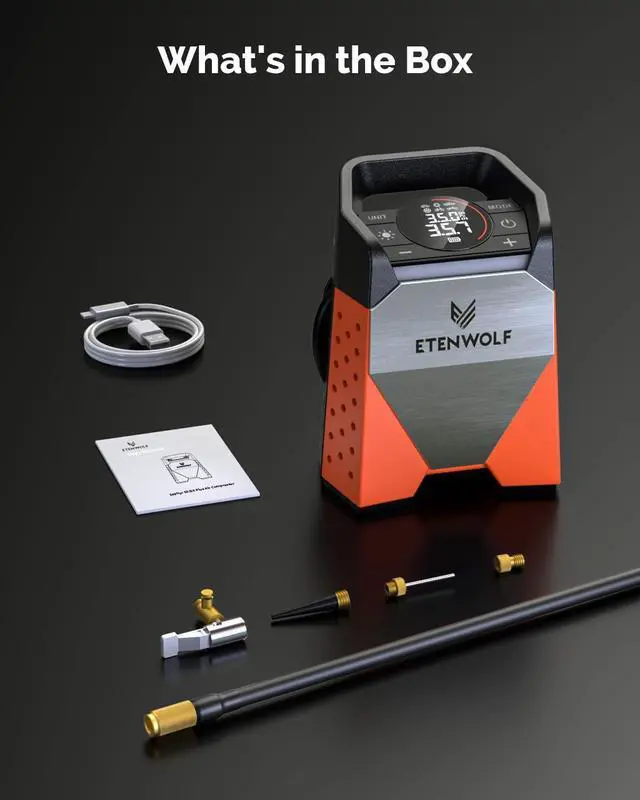 Alt view image 6 of 6 - ZEPHYR S3 Tire Inflator Portable Air Compressor, 1 Min Fast Inflation and 100% Duty Cycle, 160 PSI Air Pump for Cars, SUVs, Bikes, Balls (Vivid Orange)