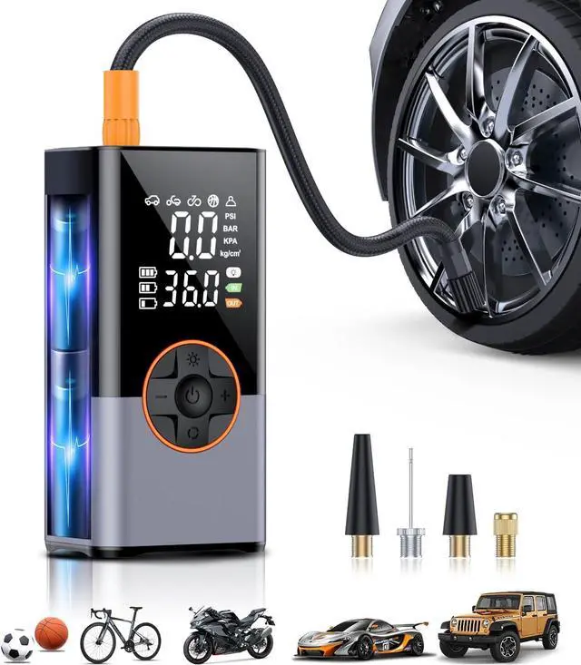 Main image of Tire Inflator Portable Air Compressor, 150PSI & 2X Faster Air Compressor with Digital Pressure Gauge, Portable Air Pump for Car, Motorcycle, Bicycle and Ball