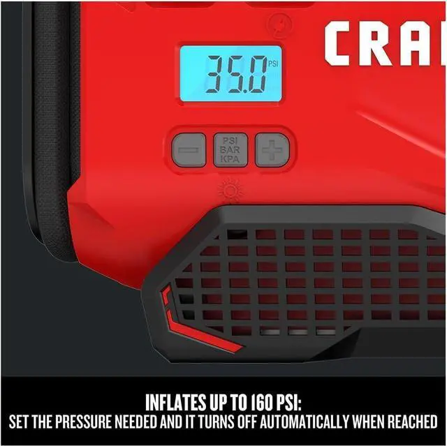 Alt view image 5 of 7 - V20 Tire Inflator, Portable Air Compressor, 3 Modes: Cordless, 120V Corded, and 12V Car Adapter, Air Pump, Battery Sold Separately (CMCE520B)