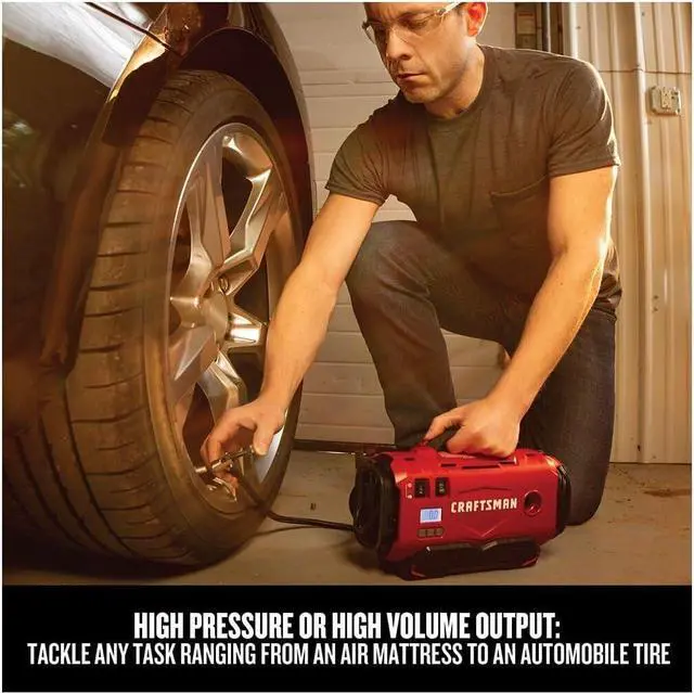 Alt view image 6 of 7 - V20 Tire Inflator, Portable Air Compressor, 3 Modes: Cordless, 120V Corded, and 12V Car Adapter, Air Pump, Battery Sold Separately (CMCE520B)
