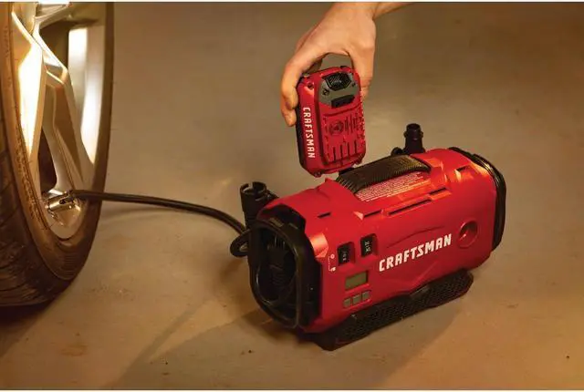 Alt view image 7 of 7 - V20 Tire Inflator, Portable Air Compressor, 3 Modes: Cordless, 120V Corded, and 12V Car Adapter, Air Pump, Battery Sold Separately (CMCE520B)