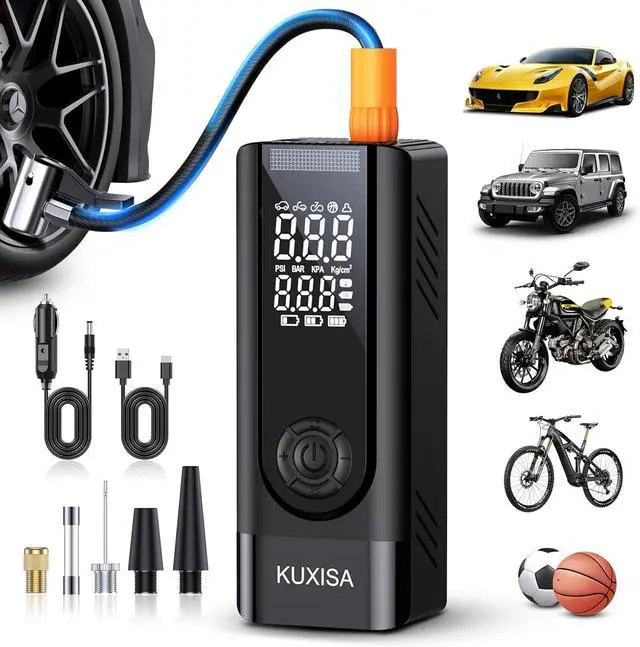 Main image of Tire Inflator Portable Air Compressor - 180PSI Air Compressor with Tire Pressure Gauge, 25000mAh & 3X Faster Portable Air Pump for Cars, Bikes & Motorcycle Tires, Balls, Car Accessories