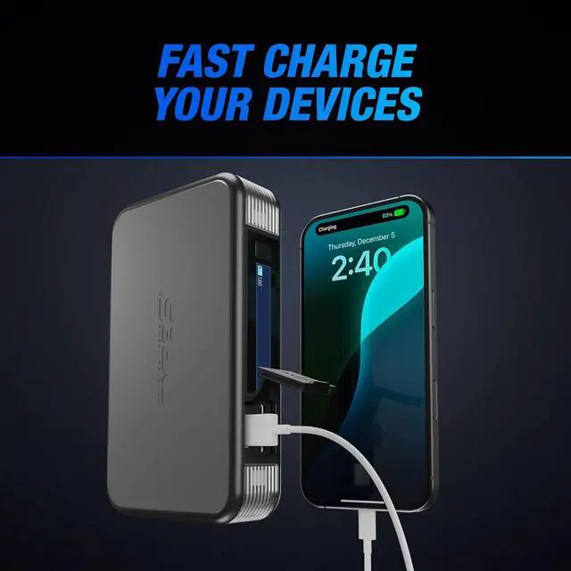 Alt view image 4 of 7 - Type S Dynamic Light DL20 1000A Car Battery Jump Starter 12V 6L Gas 3L Diesel LCD Display, Car Jumper Starter Portable Charger, Jump Box, Power Bank, Emergency Hazard Lights, UL Listed - Gray
