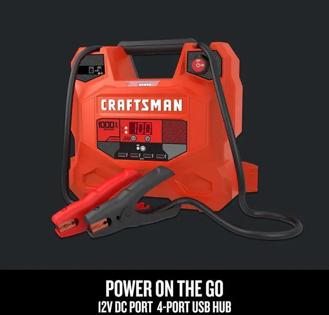 Alt view image 3 of 7 - Jump Starter and Portable Power Station, CMXCESM281, 3-in-1, 1000 Amps, 12 Volt, DC Port, 4 USB Ports, LED Work Light, for Car, SUV, Truck, and Marine Batteries