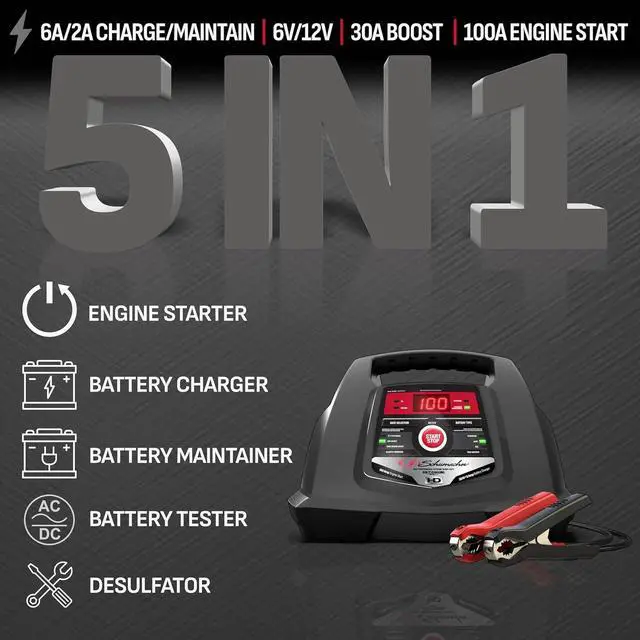 Alt view image 2 of 7 - Fully Automatic Car Battery Charger & Engine Starter - 6V / 12V Battery Charger & Maintainer - for Standard, AGM, Gel & Deep-Cycle Batteries - Reverse Hook-Up Protection - SC1281