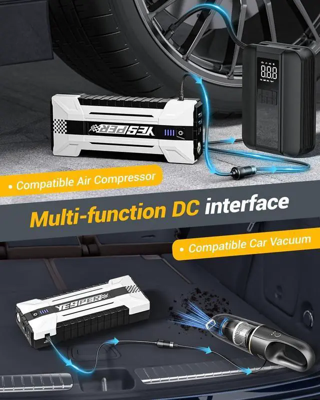 Alt view image 4 of 7 - YESPER 4120A Jump Starter, 12V Car Battery Jumper Starter Portable (All Gas, up to 10.0L Diesel Engine), 26800mAh Battery Start Booster Pack, Jump Box with Carry Case, Jumper Cables, LED Light
