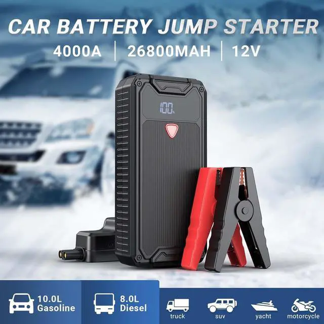 Alt view image 6 of 7 - 4000A Battery Jump Starter Portable, USB C Car Battery Pack Jump Starter Box for Car, 26800mAh Booster Jump Start Power Bank Jumper Starter Portable