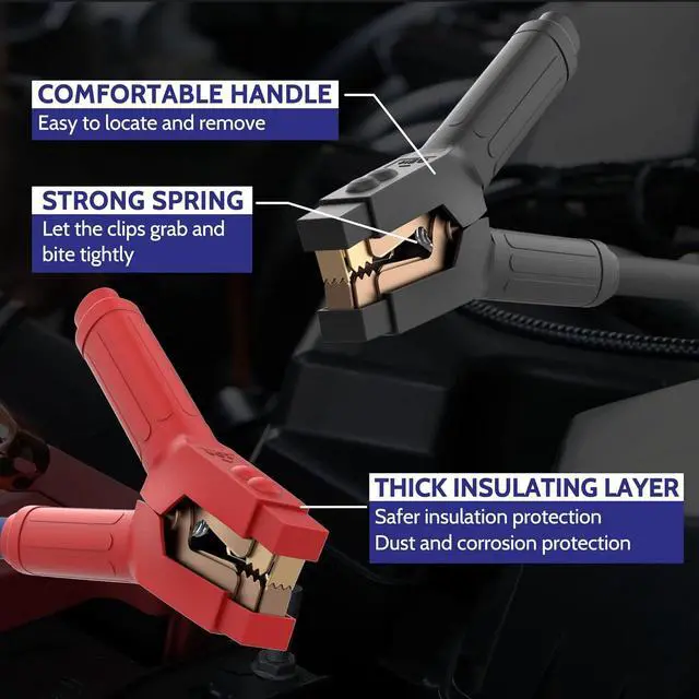 Alt view image 2 of 7 - Heavy Duty Jumper Cables, 0 Gauge 25 Feet 1000Amp Booster Cables, UL Listed Cables for 12V & 24V Cars, SUVs and Trucks, Jumper Cables Kit with Carry Bag, Gloves, Brushes (0 Gauge 25 Feet)
