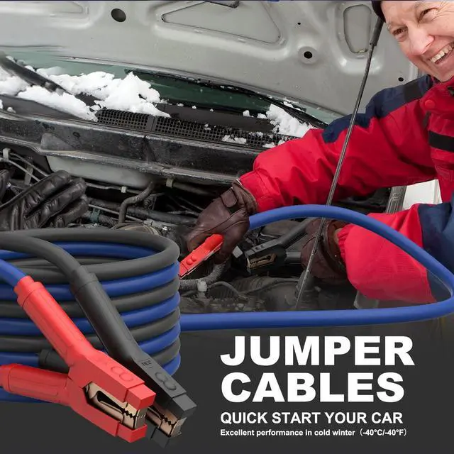 Alt view image 6 of 7 - Heavy Duty Jumper Cables, 0 Gauge 25 Feet 1000Amp Booster Cables, UL Listed Cables for 12V & 24V Cars, SUVs and Trucks, Jumper Cables Kit with Carry Bag, Gloves, Brushes (0 Gauge 25 Feet)