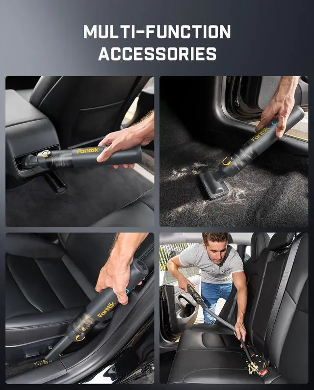 Alt view image 5 of 7 - Slim V8 APEX Car Vacuum, 4-in-1 Portable Mini Cordless Vacuum with 19000pa Suction Power, Type-C Charge, 2 Suction Modes, Handheld Vacuum for Car, Office Desk, Keyboards (Gray)
