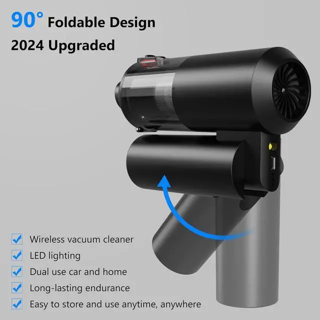 Alt view image 5 of 7 - Vac V2 Portable Air Blower/Car Vacuum 90°Foldable 3in1 Handheld Vacuums Cleaner Brushless Motor High Power 16000PA Compressed Air Dusters Cordless Vacuum Cleaners for Car Home