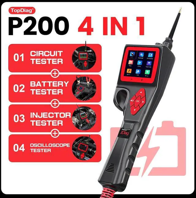 Alt view image 2 of 7 - P200 Power Circuit Probe Kit - Automotive Circuit Tester with 2024 Online Update, 9~30V Voltage Range, Multimeter, Relay Test, Fuel Injector Tester, Activating Component, Oscilloscope Mode