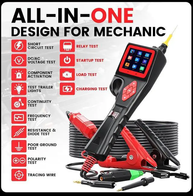 Alt view image 3 of 7 - P200 Power Circuit Probe Kit - Automotive Circuit Tester with 2024 Online Update, 9~30V Voltage Range, Multimeter, Relay Test, Fuel Injector Tester, Activating Component, Oscilloscope Mode
