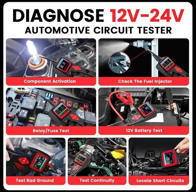 Alt view image 4 of 7 - P200 Power Circuit Probe Kit - Automotive Circuit Tester with 2024 Online Update, 9~30V Voltage Range, Multimeter, Relay Test, Fuel Injector Tester, Activating Component, Oscilloscope Mode
