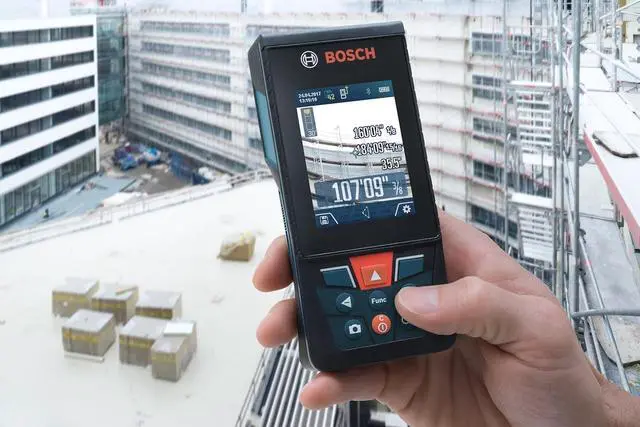 Alt view image 6 of 7 - BOSCH GLM400CL 400 Ft Blaze Outdoor Connected Laser Measure, Includes 1.0 Ah 3.7V Lithium-Ion Battery & Charger, Micro USB Cable, Hand Strap, & Pouch