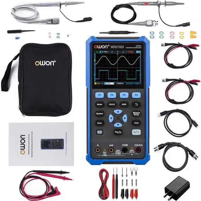 Main image of HDS2102S Oscilloscope, 100MHz Bandwidth 2+1 CH Digital Handheld Oscilloscope Multimeter, 3 in 1 Waveform Generator for Electronic Measurement, Circuit Design Test