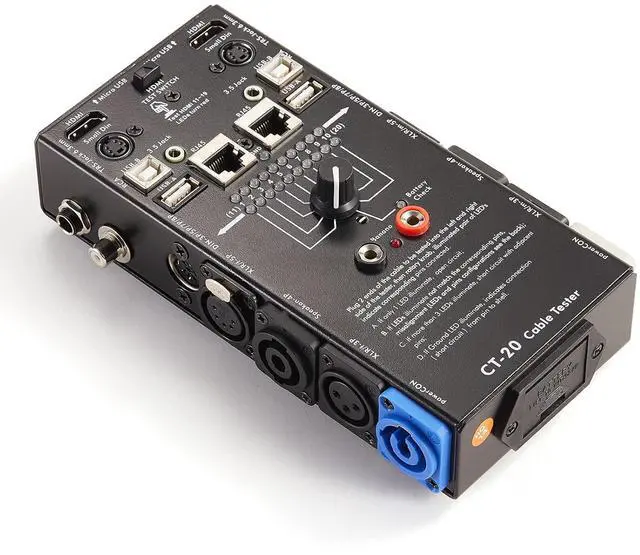 Alt view image 2 of 7 - 15-Plug Audio Cable Tester Line Finder Black 15-in-1 Cables Checker 10-Way Switch Wire Tracker with LED Indicators, Rectangular