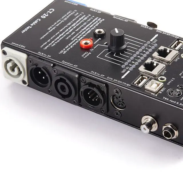 Alt view image 5 of 7 - 15-Plug Audio Cable Tester Line Finder Black 15-in-1 Cables Checker 10-Way Switch Wire Tracker with LED Indicators, Rectangular