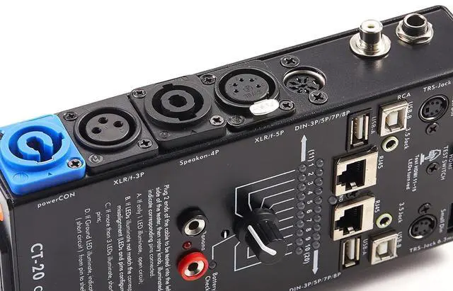 Alt view image 4 of 7 - 15-Plug Audio Cable Tester Line Finder Black 15-in-1 Cables Checker 10-Way Switch Wire Tracker with LED Indicators, Rectangular