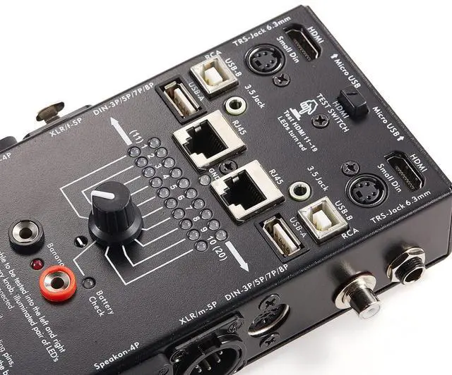 Alt view image 6 of 7 - 15-Plug Audio Cable Tester Line Finder Black 15-in-1 Cables Checker 10-Way Switch Wire Tracker with LED Indicators, Rectangular