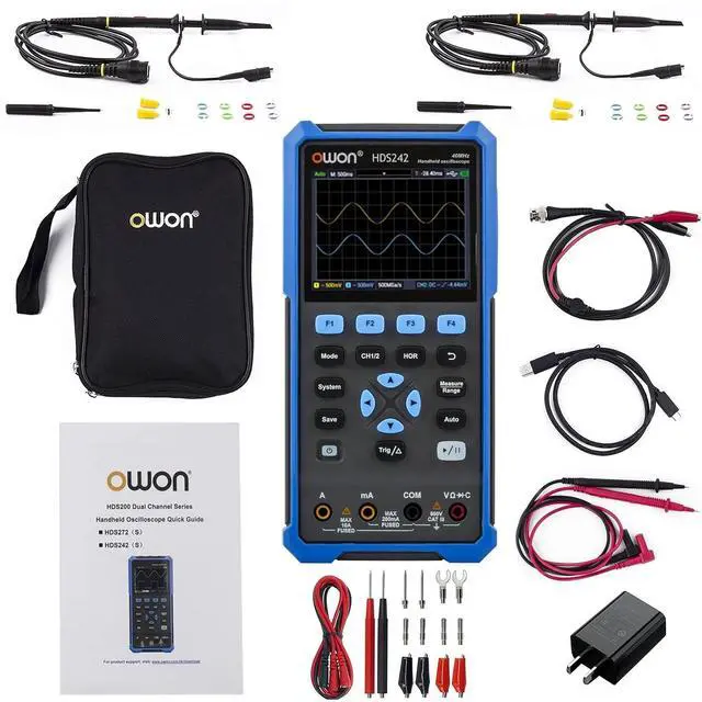 Main image of HDS242 Oscilloscope, 40MHz Bandwidth 2CH Handheld Oscilloscope Multiumeter 2 in 1 Digital Oscillograph for Electronic Measurement, Circuit Design or Test
