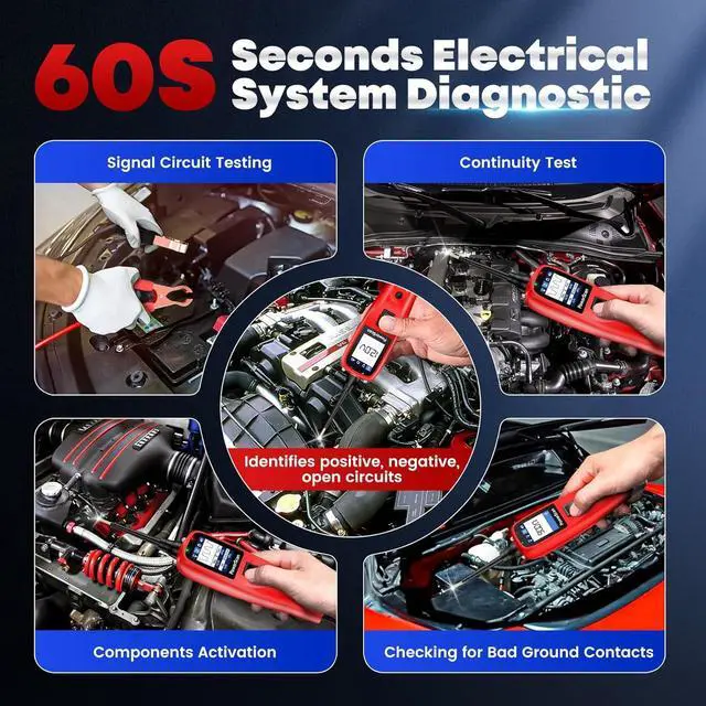 Alt view image 4 of 7 - PowerScan Automotive Circuit Tester, Power Circuit Probe Tool, 12-24V Electrical Short Open Breaker Circuit Finder, AC/DC Current Resistance, Duty Cycle, & 20FT Extension Cord, for 99% Cars