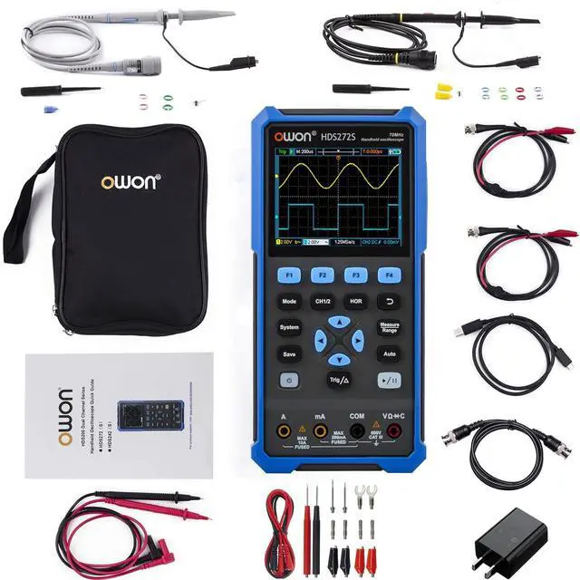 Main image of HDS272S Oscilloscope, Handheld Oscilloscope Multiumeter 70MHz Bandwidth 3 in 1 Portable Waveform Generator with 3.5" LCD for Automobile Maintenance, Electronic Measurement