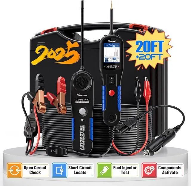 Main image of V200 Pro Automotive Power Circuit Probe Tester Breaker Finder Tool, 12/24V Electrical Open Short Circuit Finder, Wire Tracer, AC/DC Trailer Relay Fuse Test for 99% Cars