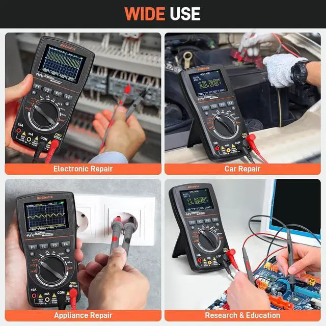 Alt view image 7 of 7 - Handheld Oscilloscope Multimeter, 2 in 1 Portable Digital Oscilloscope Multimeter 10Mhz Bandwidth, 50MSa/s Sampling Rate, 6000 Counts, Automotive Multimeter Oscilloscope