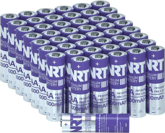 Main image of AA Batteries 48 Pack Lithium Iron Double A Batteries 1.5V 3000mAh Longer Lasting AA Lithium Batteries for Blink Camera, Blink Battery Replacement Non-Rechargeable(Lithium AA-48 Count)