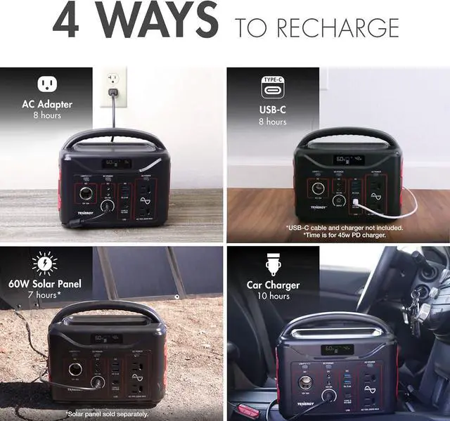 Alt view image 4 of 7 - T320 Portable Power Station, 300Wh Battery, 110V/200W (Surge 400W) Two Pure Sine Wave AC outputs, USB type C PD 45W, Solar Ready Mobile Power for Outdoors Camping Vans RV, Emergency Backup