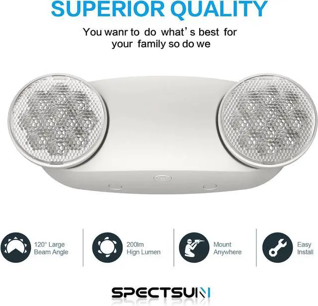 Alt view image 4 of 7 - 6 Packs Emergency Lights for Business, with Battery Backup,Hard Wired, UL 924 Certified,AC 120/277V,Two Head Adjustable LED Emergency Lighting.