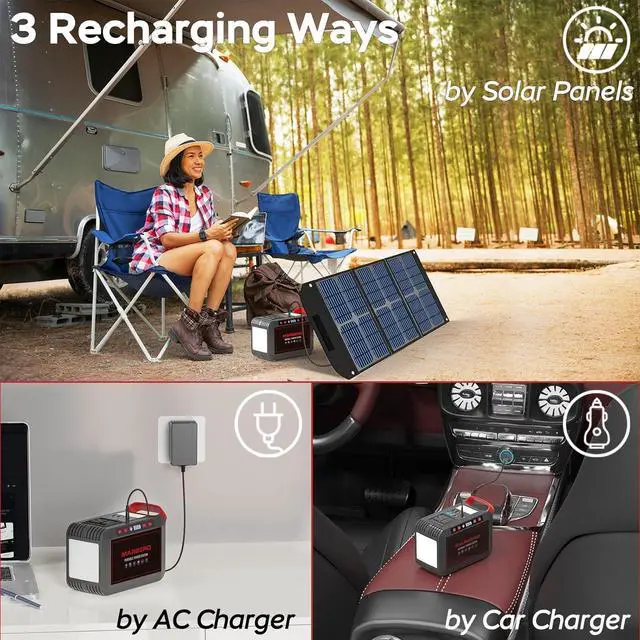 Alt view image 5 of 7 - Portable Power Station 300W 237Wh Camping Solar Generator Backup Lithium Battery with Pure Sine Wave 110V AC Outlet, USB C, USB A, DC for Outdoors Camping CPAP Home Blackout Emergency