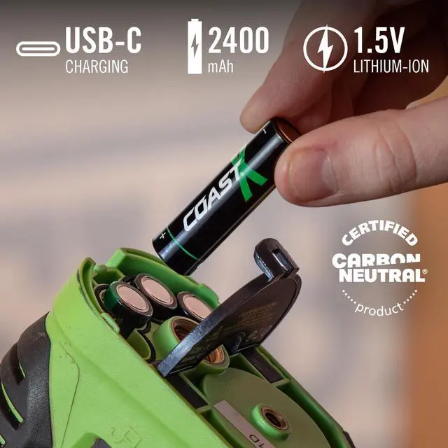 Alt view image 2 of 7 - AA USB-C Rechargeable Batteries, ZITHION-X, Lithium Ion 1.5v 2400 mAh, Long Lasting, Charges Under 2.5 Hours, Charging Cable Included, 8-Battery Pack