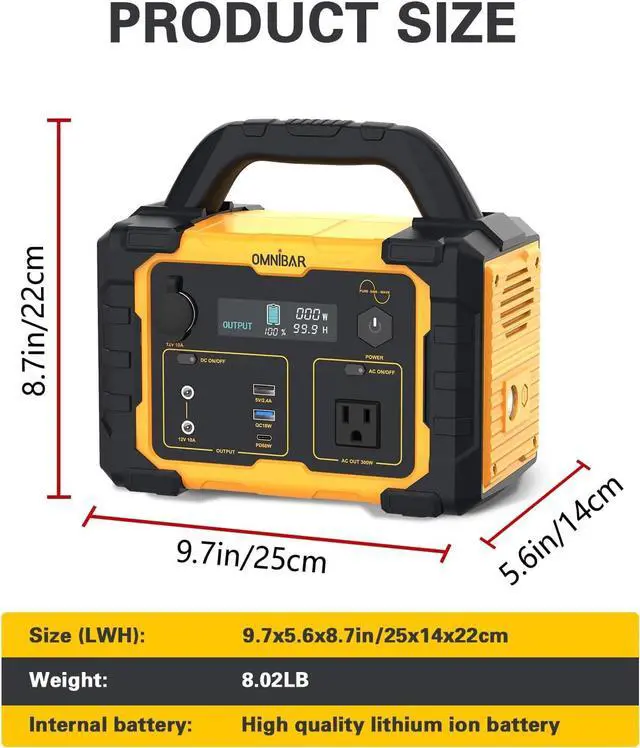 Alt view image 2 of 7 - 300W Portable Power Station, 294Wh Backup Lithium Battery, 120V/300W AC Outlet, Solar Generator for Home, RV, Outdoor, Camping and Emergencies Use