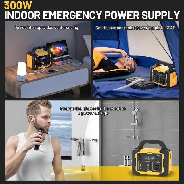 Alt view image 4 of 7 - 300W Portable Power Station, 294Wh Backup Lithium Battery, 120V/300W AC Outlet, Solar Generator for Home, RV, Outdoor, Camping and Emergencies Use