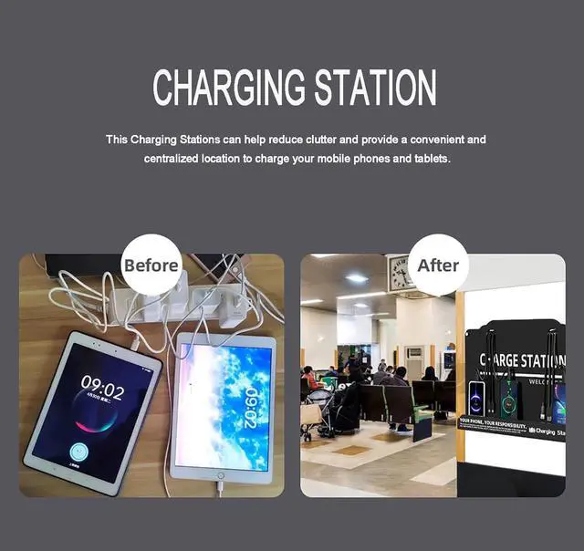 Alt view image 5 of 7 - Wall Mounted Cell Phone Charging Station Mobile Phone Charging Station | Fast Charging 8 Device | Compatible with iPhone ipad Smartphone Tablets Port | Great for Offices Hotel Hospital Airport