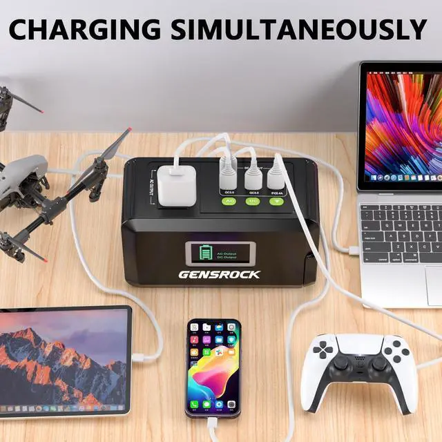 Alt view image 3 of 7 - Portable Power Station, 88Wh Solar Generator(Solar Panel Not Included), Lithium Battery Power Bank with 110V/150W Peak AC Outlet, LED Flashlight for CPAP Home Camping Travel Emergency.