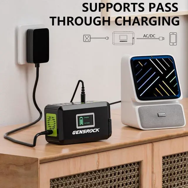 Alt view image 5 of 7 - Portable Power Station, 88Wh Solar Generator(Solar Panel Not Included), Lithium Battery Power Bank with 110V/150W Peak AC Outlet, LED Flashlight for CPAP Home Camping Travel Emergency.