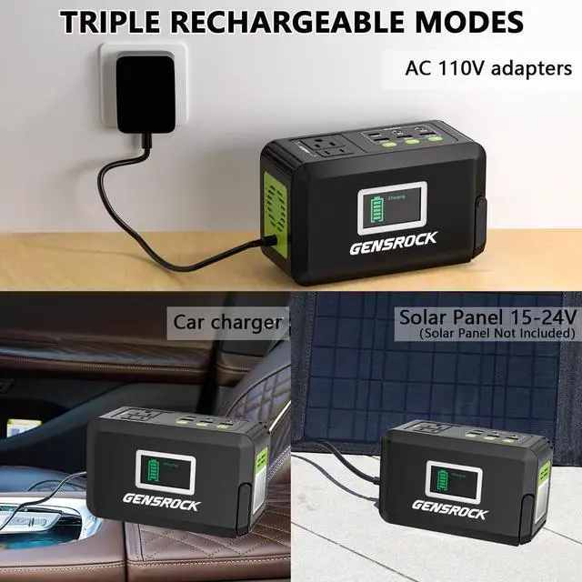 Alt view image 7 of 7 - Portable Power Station, 88Wh Solar Generator(Solar Panel Not Included), Lithium Battery Power Bank with 110V/150W Peak AC Outlet, LED Flashlight for CPAP Home Camping Travel Emergency.