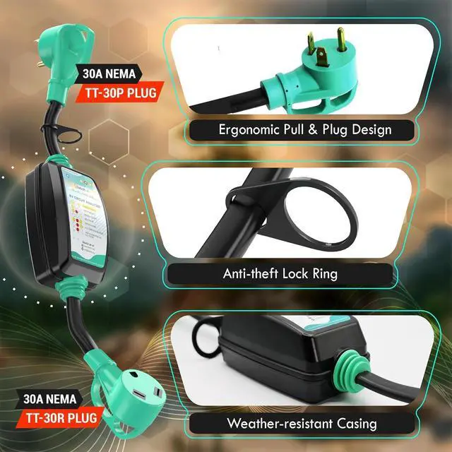 Alt view image 3 of 6 - 30 Amp RV Surge Protector | 30 Amp Surge Protector for RV w/Voltage Protection | Camper Surge Protector 30 Amp w/Built-in Circuit Analyzer | Protect Your RV with 30amp Surge Protector!