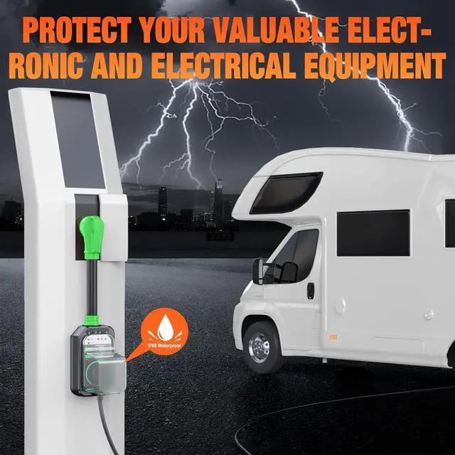 Alt view image 7 of 7 - RV Surge Protectors 50 Amp Waterproof, [2025 New Upgraded] RV Circuit Analyzer, Full Protection RV Adapter Plug for Camper(Green)