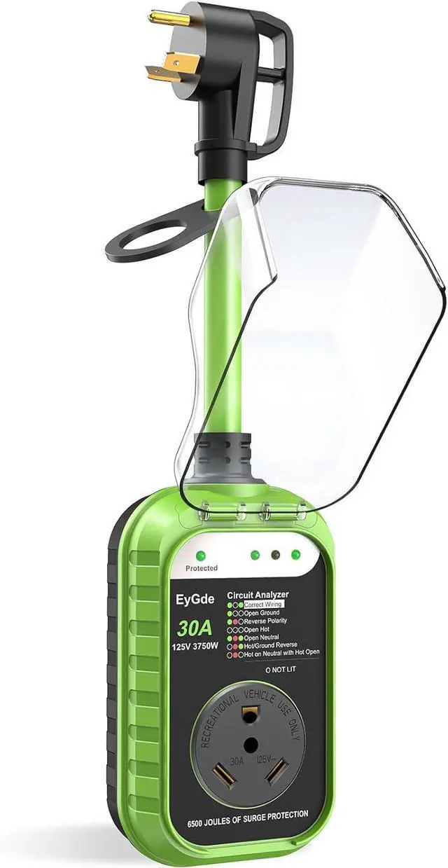 Main image of RV Surge Protector 30 Amp, RV Circuit Analyzer with Waterproof Cover, RV Accessories Power Voltage Protection Guard for Camper Travel Trailers