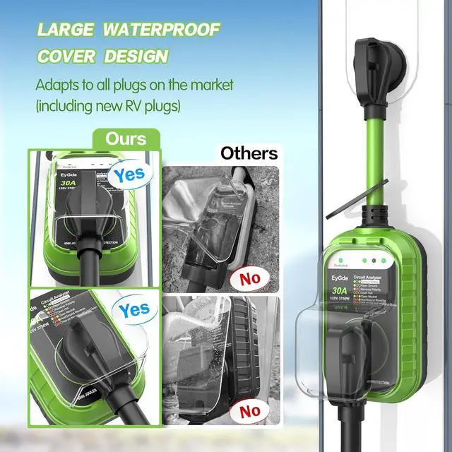 Alt view image 4 of 7 - RV Surge Protector 30 Amp, RV Circuit Analyzer with Waterproof Cover, RV Accessories Power Voltage Protection Guard for Camper Travel Trailers