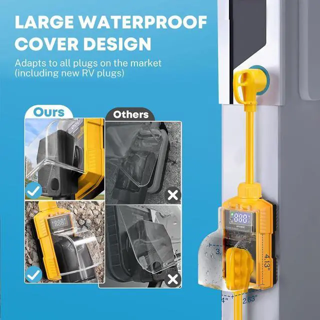 Alt view image 6 of 7 - RV Surge Protector 30 Amp with High/Low Voltage Protection, 10000 Joules 30 Amp RV Surge Protector Waterproof, Circuit Analyzer with Smart LED Display for RV Camper, Yellow