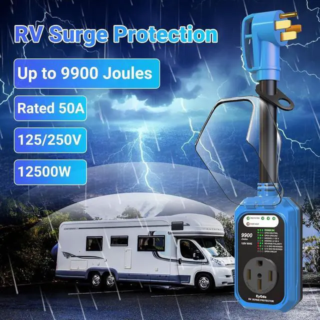 Alt view image 3 of 7 - RV Surge Protector 50 Amp Waterproof, RV Circuit Analyzer with Full Electrical Protection, Power Plug Adapter Protectors for 50amp Camper Travel Trailer Accessories
