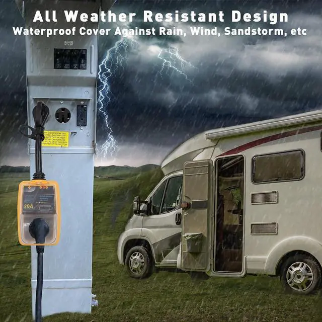 Alt view image 5 of 7 - rv Surge Protector 30 Amp Smart RV Surge Protector with Waterproof Cover All-in-1 Circuit Analyzer Power Guard for RV, Camper, Trailer, Truck, Motorboat, Yacht, Mobilhome